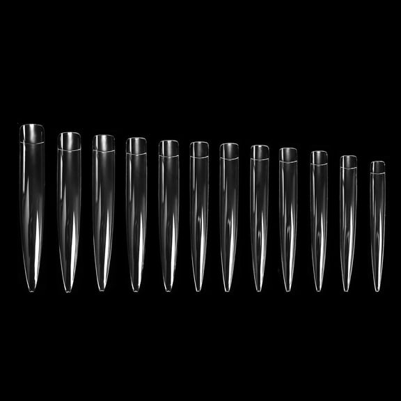 120pcs Professional Nails Tips Clear Full Cover Fake Nails in 12 Sizes Easy to Use for Manicure Practice and Nails Art