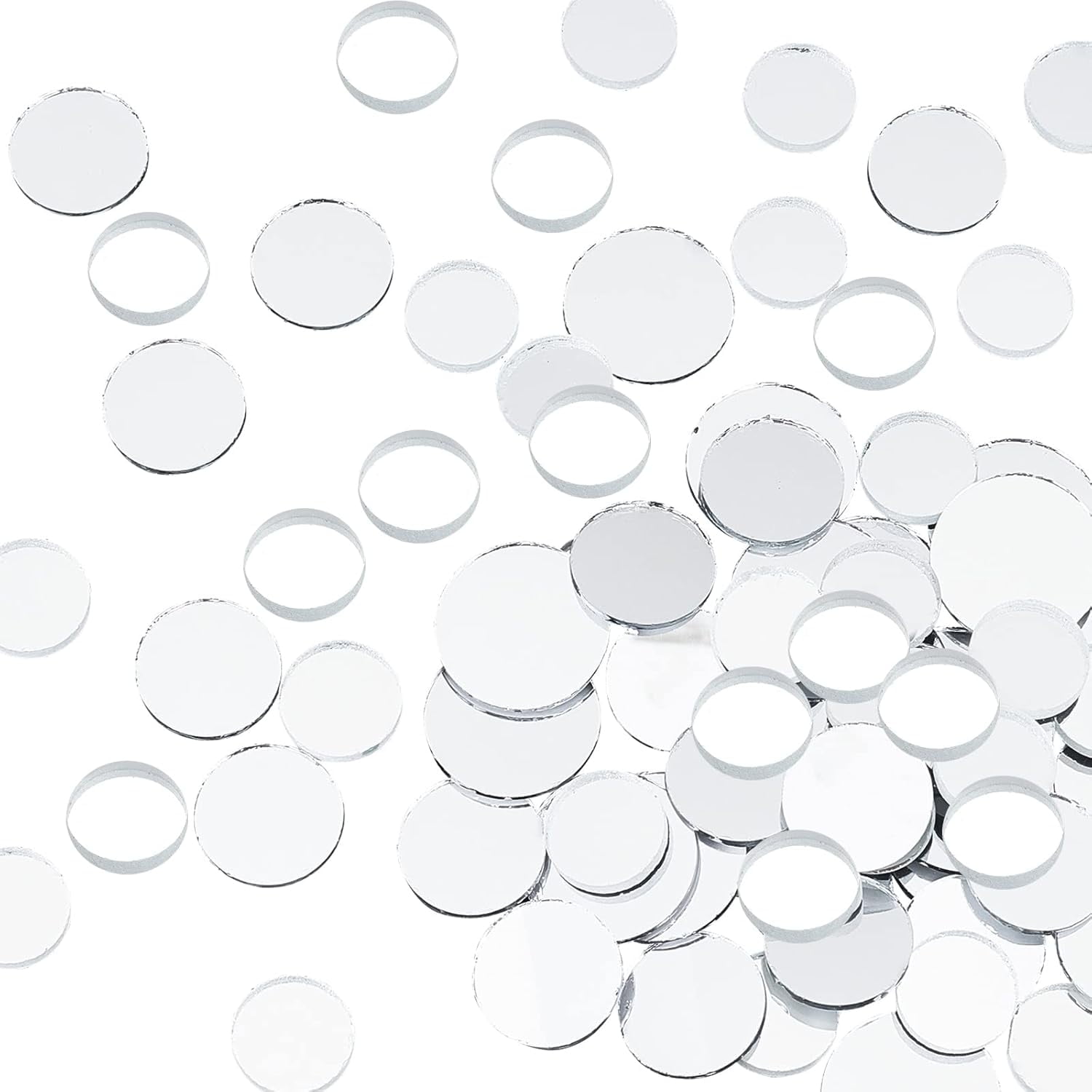 120pcs Round Mirror Glass Mosaic Tiles Small Mirror Round Craft Mirror Tiles for Home Decoration Crafts Jewelry Making Arts Crafts Projects 4 Sizes Clear