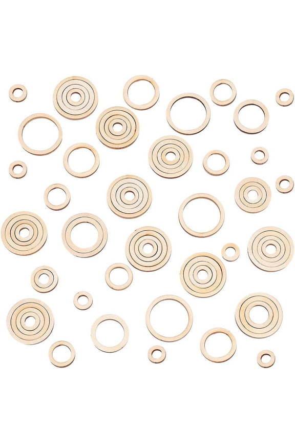 120pcs Round Wood Linking Rings Wooden Discs Beads 4 Sizes Blank Unfinished Wooden Slices Circle Wooden Charm Pendants Circle Macrame Rings