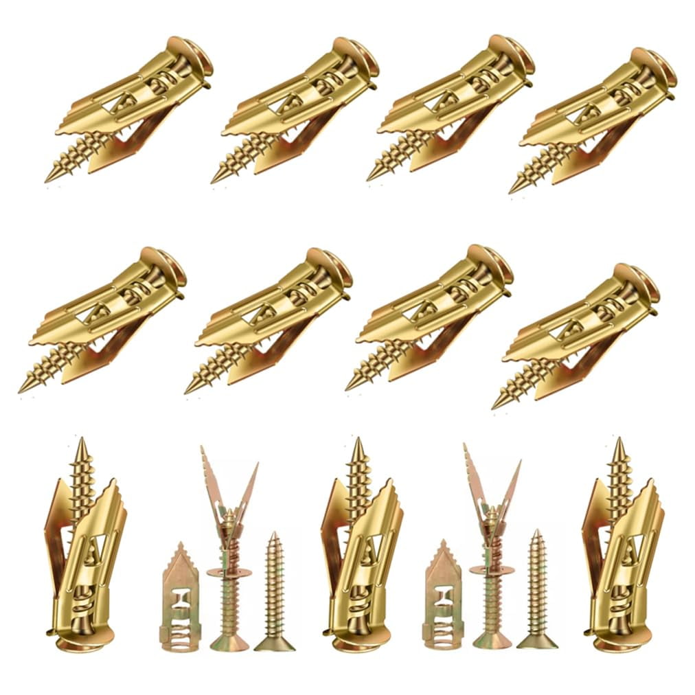 120pcs Self Drilling Drywall Anchors with Screws Kit, Zinc Plated Steel Ancors and Screws for Heavy Duty Cabinets, Shelves, Furniture, No Need to Drill Holes in Wall (3 Sizes)