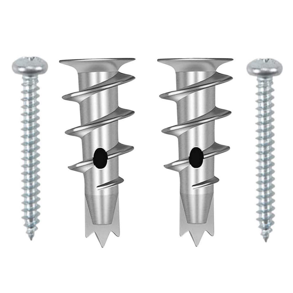 120pcs Self Drilling Drywall Anchors with Screws Kit, Zinc Plated Steel Ancors and Screws for Heavy Duty Cabinets, Shelves, Furniture, No Need to Drill Holes in Wall (3 Sizes)