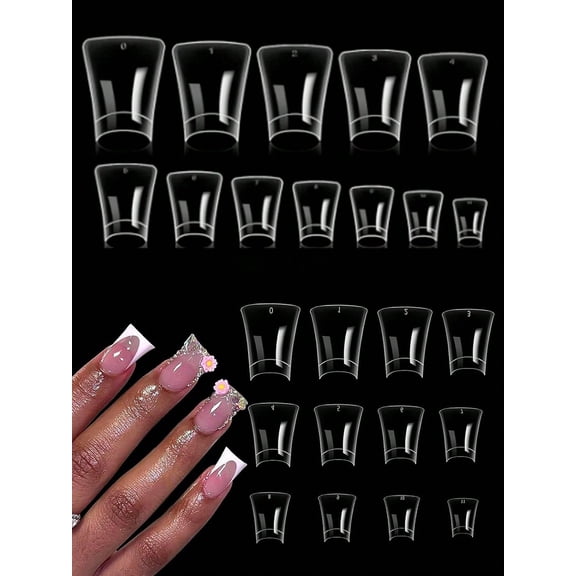 120pcs Short Duck Nail Tips 12 Sizes Transparent Half Cover Broad Nail Tips French Fake Nail Tips Suitable For Acrylic Nail Extensions Nails Nail
