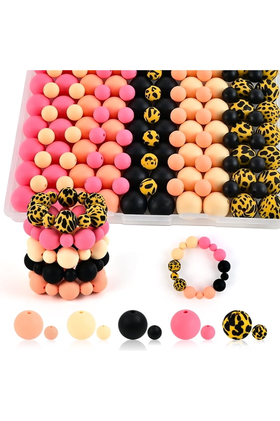 120pcs+ Silicone Beads, Bulk Mixed Colors 15mm & 9mm Round Rubber Beads for Keychain Making, Bracelet Necklace DIY, Craft Pens Accessories, Jewelry Supplies