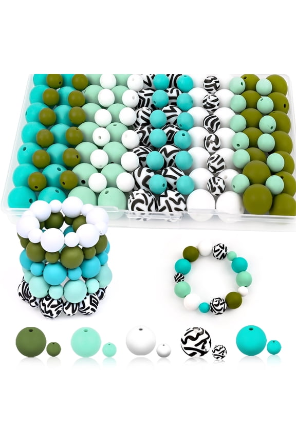 120pcs+ Silicone Beads, Bulk Mixed Colors 15mm & 9mm Round Rubber Beads for Keychain Making, Bracelet Necklace DIY, Craft Pens Accessories, Jewelry Supplies