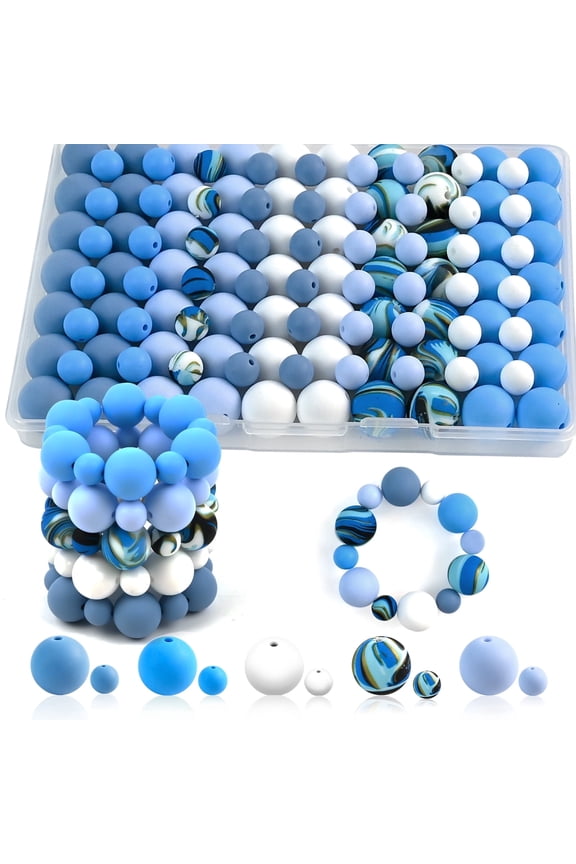 120pcs+ Silicone Beads, Bulk Mixed Colors 15mm & 9mm Round Rubber Beads for Keychain Making, Bracelet Necklace DIY, Craft Pens Accessories, Jewelry Supplies