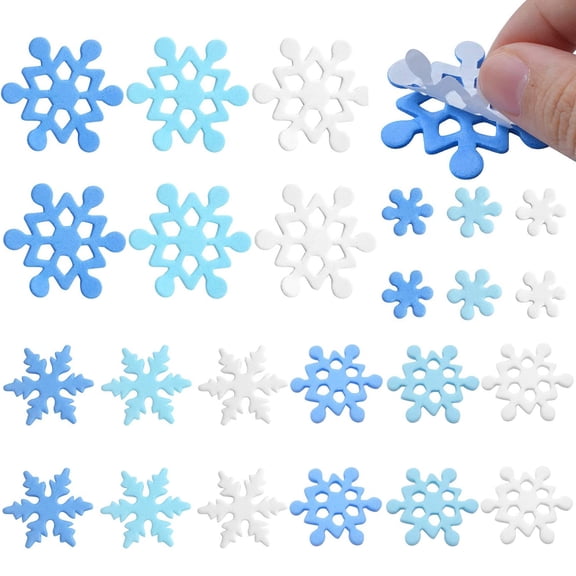 120pcs Snowflake Foam Stickers, Foam Snowflake Stickers Self-Adhesive Snowflake Stickers Foam Craft Stickers Decals for Card Making Christmas Party Decoration and Display