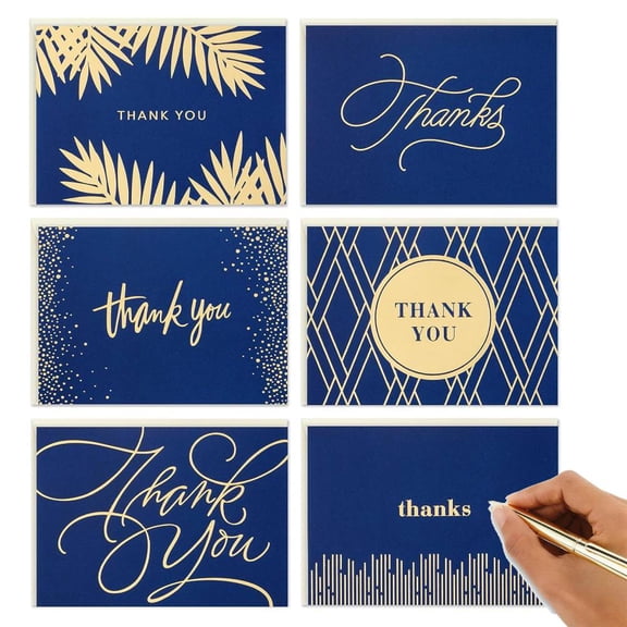 120pcs Thank You Cards Assortment, Gold and Navy, 120 Thank You Notes with Envelopes for Wedding, Bridal Shower, Business, Graduation