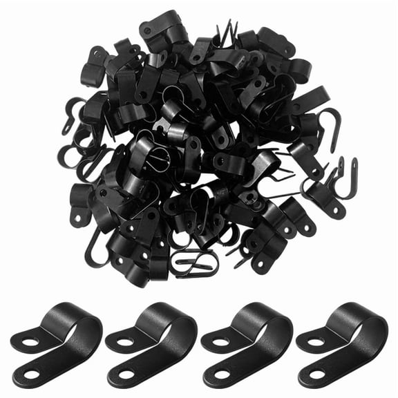 120pcs of Black Nylon R-Type Cable Clips, Suitable for Wires, Conduits, And Cable Conduit Kits (In Black Color)