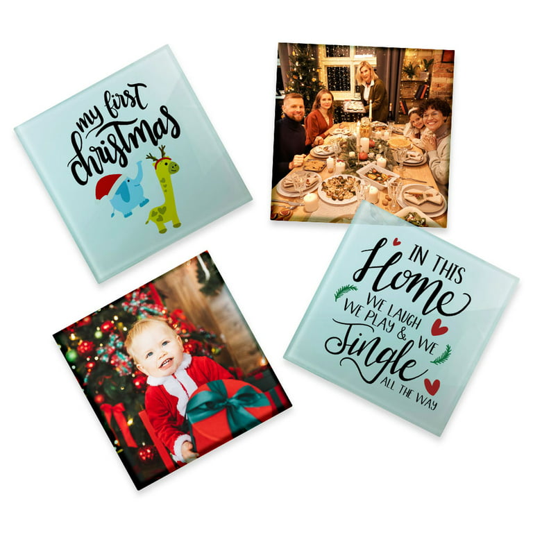4 piece Sublimation Photo Glass Coaster Blanks, 3.9in x 3.9in Square