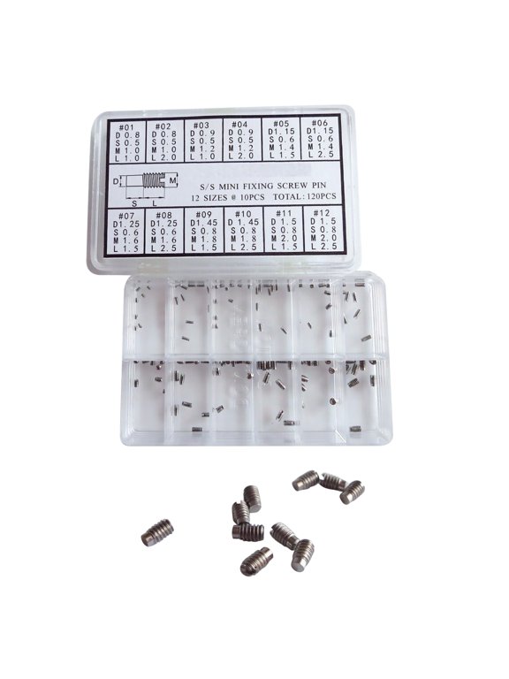 120x Watch Screws Assortment Kit 12 Different Sizes, Stainless Steel Material, for Watch Replacement and Repair