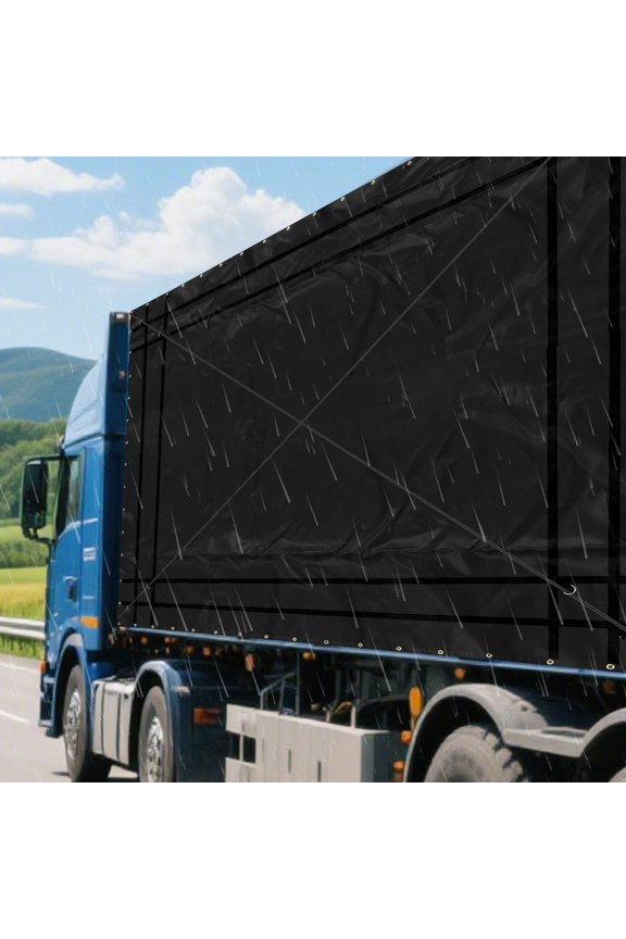 120x144inches Heavy Duty Truck Cargo Tarpaulin Waterproof Bed Cover W/4* Straps for Car Freight, Truck Freight, Train Transportation