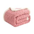 thumbnail image 1 of 120x200cm Double Layer Thick Fleece Throw Blanket Soft Warm Cozy Nap Wrap For Bedroom Living Room Bean Paste, 1 of 8