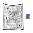 thumbnail image 1 of 120x80cm Halloween DIY Coloring Throw Blanket For Adults Washable Bed Cover With 50ml Marker Pens Black Tone, 1 of 6