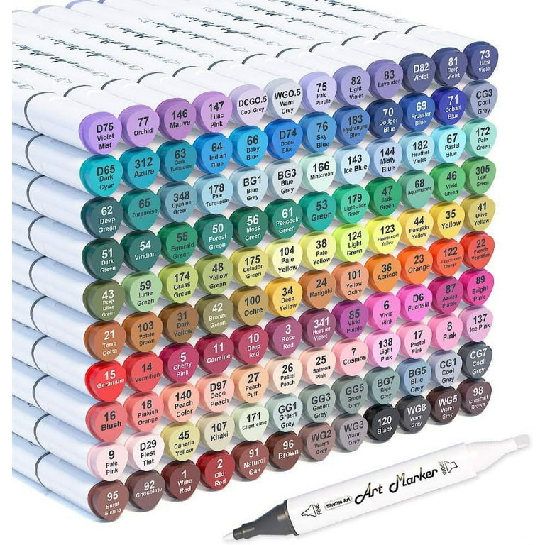 121 Colors Dual Tip Alcohol Based Art Markers,120 Colors plus 1