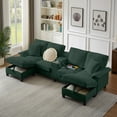 thumbnail image 1 of 121" Modular Corduroy Sectional Sofa Bed with Storage – Modern U-Shaped Design, 4-Seat for Living Room, Apartment or Lounge, with Cup Holders (Green), 1 of 10