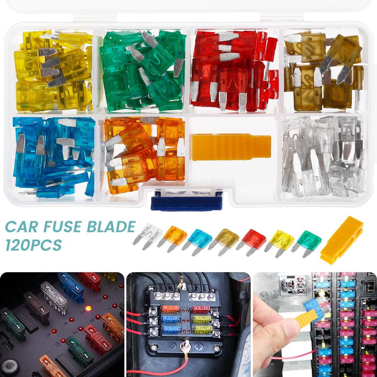 121 Pcs Assorted Standard Auto Car Truck Blade Fuses Set with extractor,Standard Automotive
