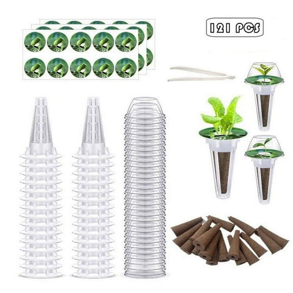 121 Pcs Seed Pods Kit, Hydroponics Garden Accessories for Hydroponic Growing System, Grow Anything Kit with 30 Grow Sponges, 30 Grow Baskets, 30 Grow Domes, 30 Pod Labels, 1 tweezer