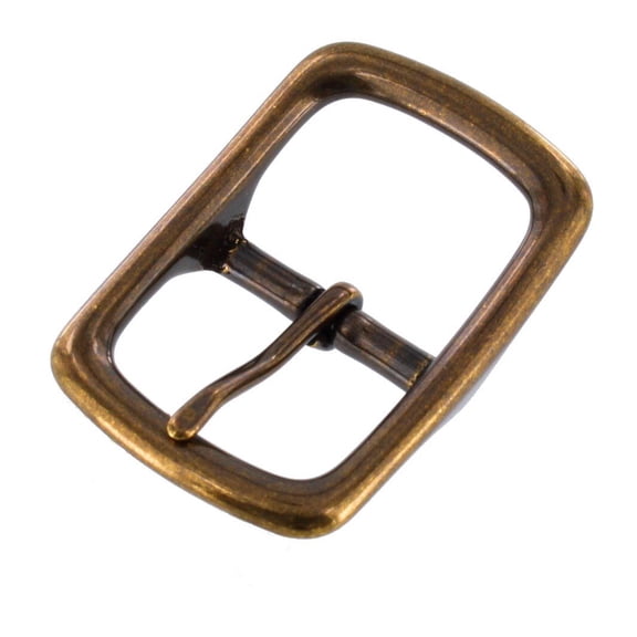 1210 Antique Brass, Center Bar Buckle, Solid Brass-LL, Multiple Sizes
