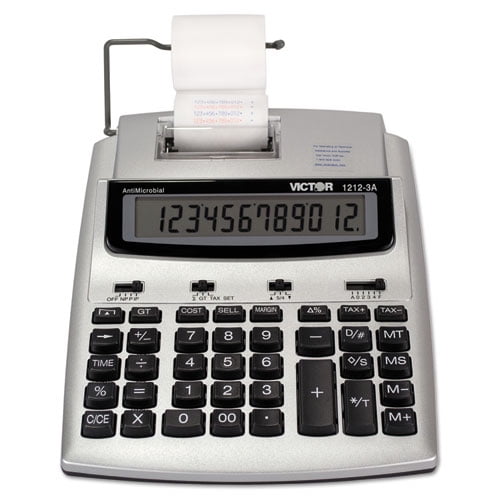 1212-3A Antimicrobial Printing Calculator, Black/Red Print, 2.7 Lines/Sec | Bundle of 2