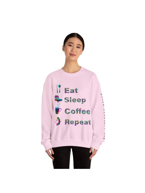 Eat Sleep Coffee Repeat Unisex Crewneck Sweatshirt Lovers