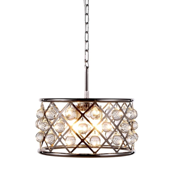 1213 Madison Collection Pendant Lamp D:16in H:9in Lt:4 Polished Nickel Finish Royal Cut Crystal (Clear)