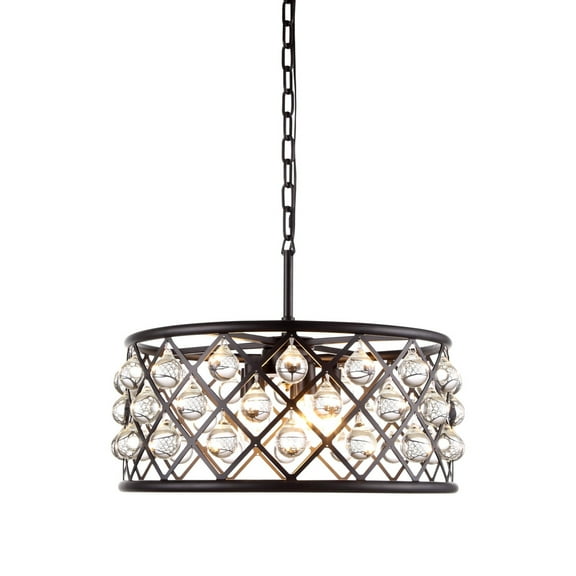 1213 Madison Collection Pendant Lamp D:20in H:9in Lt:5 Mocha Brown Finish Royal Cut Crystal (Clear)
