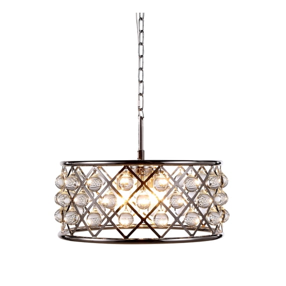 1213 Madison Collection Pendant Lamp D:20in H:9in Lt:5 Polished Nickel Finish Royal Cut Crystal (Clear)
