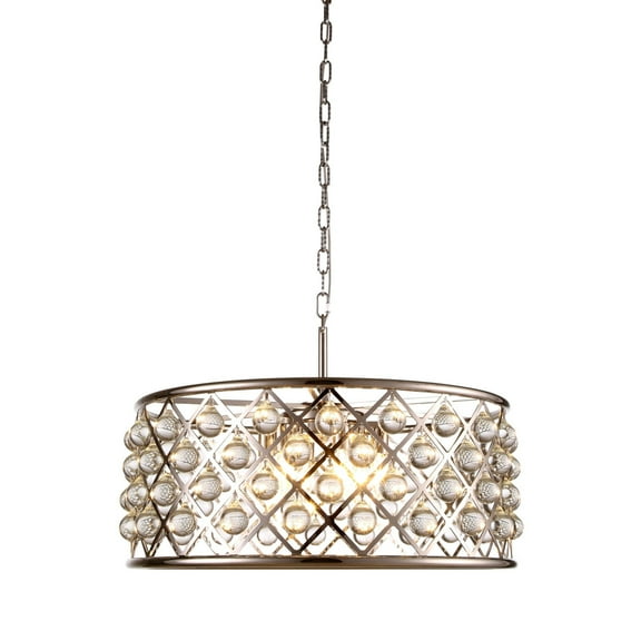 1213 Madison Collection Pendant Lamp D:25in H:10.5in Lt:6 Polished Nickel Finish Royal Cut Crystal (Clear)