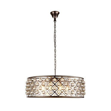 1213 Madison Collection Pendant Lamp D:32in H:10.5in Lt:8 Polished Nickel Finish Royal Cut Crystal (Clear)