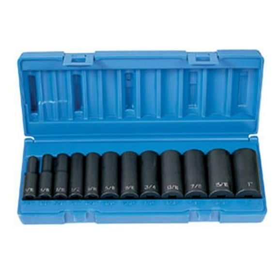 1213D 0.38 in. Dr, 6Pt, Sae Deep Impact Set, 12Pc