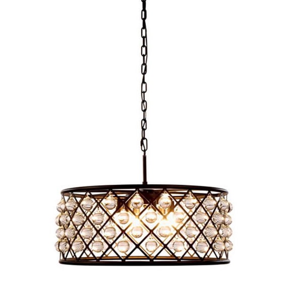 1213D25MB-RC 25 Dia. x 10.5 H in. Madison Pendant Lamp - Mocha Brown, Royal Cut Crystal Clear
