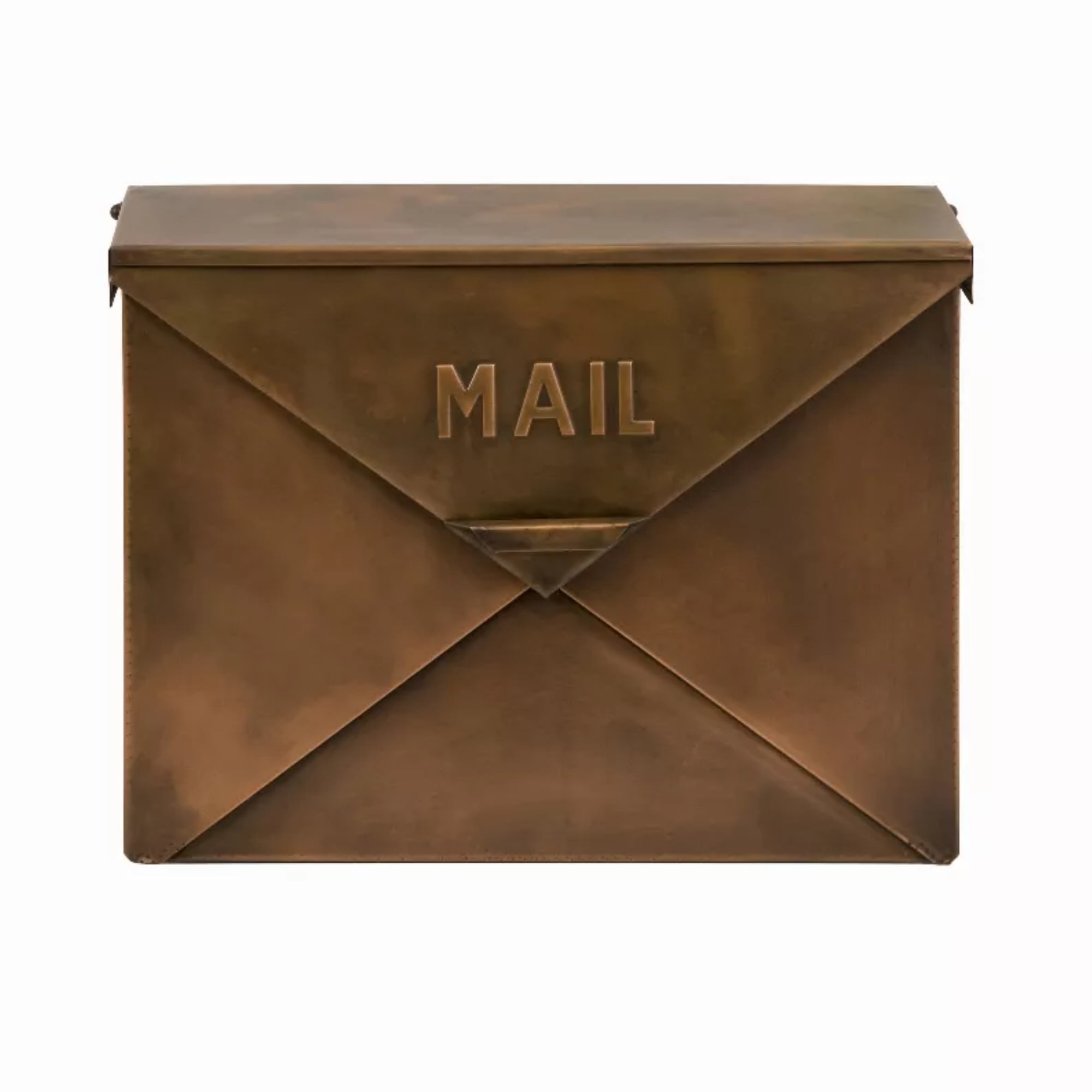 Copper Finish Envelope Shaped Wall Mount Mailbox