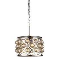 1214 Madison Collection Pendant Lamp D:12in H:9in Lt:3 Polished Nickel Finish Royal Cut Golden Teak (Smoky)