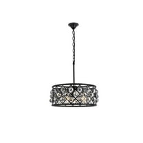 1214 Madison Collection Pendant Lamp D:20in H:9in Lt:5 Mocha Brown Finish Royal Cut Silver Shade (Grey)