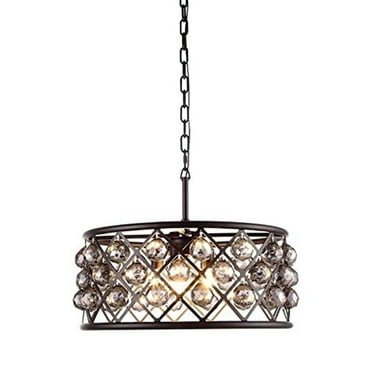 1214 Madison Collection Pendant Lamp D:20in H:9in Lt:5 Mocha Brown Finish Royal Cut Silver Shade (Grey)