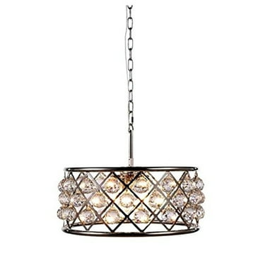 1214 Madison Collection Pendant Lamp D:20in H:9in Lt:5 Polished Nickel Finish Royal Cut Crystal (Clear)
