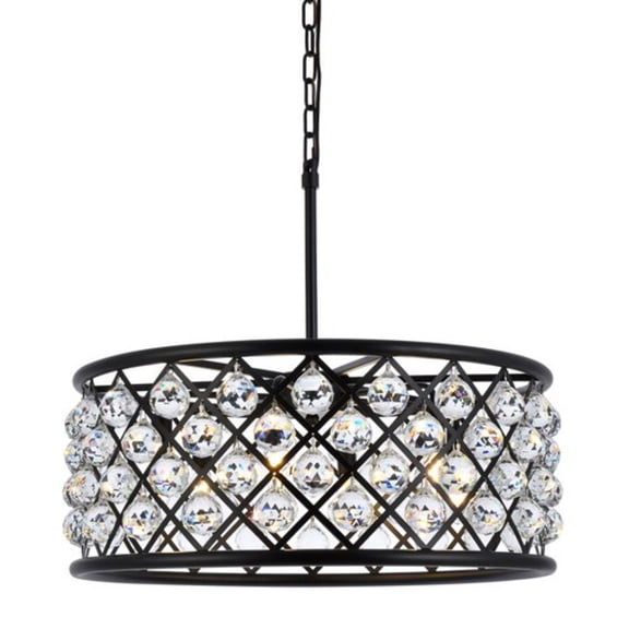 1214 Madison Collection Pendant Lamp D:25in H:10.5in Lt:6 Mocha Brown Finish Royal Cut Crystal (Clear)