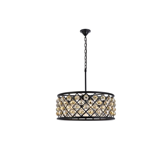 1214 Madison Collection Pendant Lamp D:25in H:10.5in Lt:6 Mocha Brown Finish Royal Cut Golden Teak (Smoky)