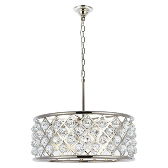 1214 Madison Collection Pendant Lamp D:25in H:10.5in Lt:6 Polished Nickel Finish Royal Cut Crystal (Clear)