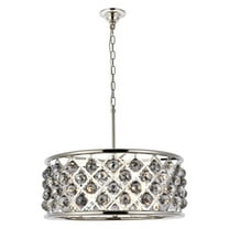 1214 Madison Collection Pendant Lamp D:25in H:10.5in Lt:6 Polished Nickel Finish Royal Cut Silver Shade (Grey)