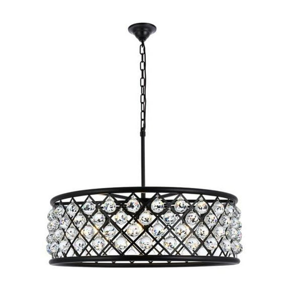 Madison 8 light Matte Black Chandelier Clear Royal Cut Crystal