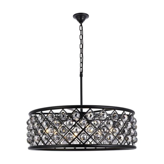 Urban Classic Madison 8 light Matte Black Chandelier Silver Shade (Grey) Royal Cut Crystal