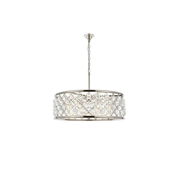 1214 Madison Collection Pendant Lamp D:32in H:10.5in Lt:8 Polished Nickel Finish Royal Cut Crystal (Clear)