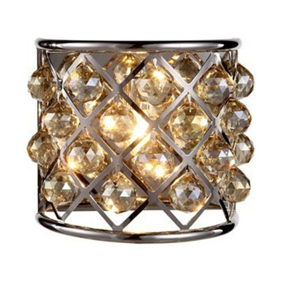 1214 Madison Collection Wall Sconce W:11.5in H:10.5in Ext: 6.5in Lt:1 Polished Nickel Finish Royal Cut Golden Teak (Smoky)