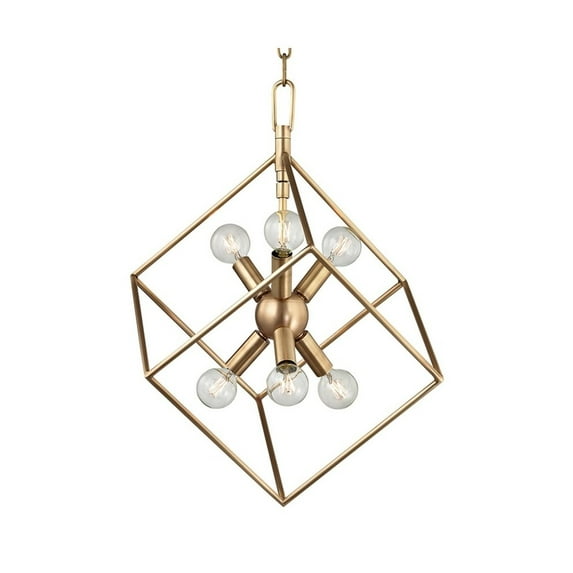 1215-AGB-Hudson Valley Lighting-Roundout - Six Light Pendant - 16.75 Inches Wide by 20.75 Inches High-Aged Brass Finish