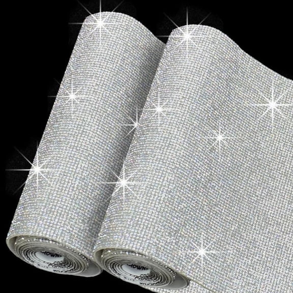 121500 Pcs Bling Bling Rhinestone Sheet 59 x 7.87 Inch Self Adhesive Glitter Crystal Diamond Sticker Wrap DIY Vinyl Gem Stickers for Home Craft Arts Decoration Car Event,2 Sheets(Silver)$$Art & Craft