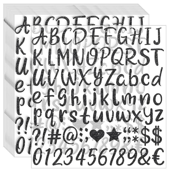 1215Pcs Letter Stickers 15 Sheets Alphabet Stickers Vinyl 1 Inch Stick on Letters Glitter Self-Adhesive Waterproof ABC Number Stickers for Graduation Cap Water Bottles Scrapbook Crafts (15, Black)