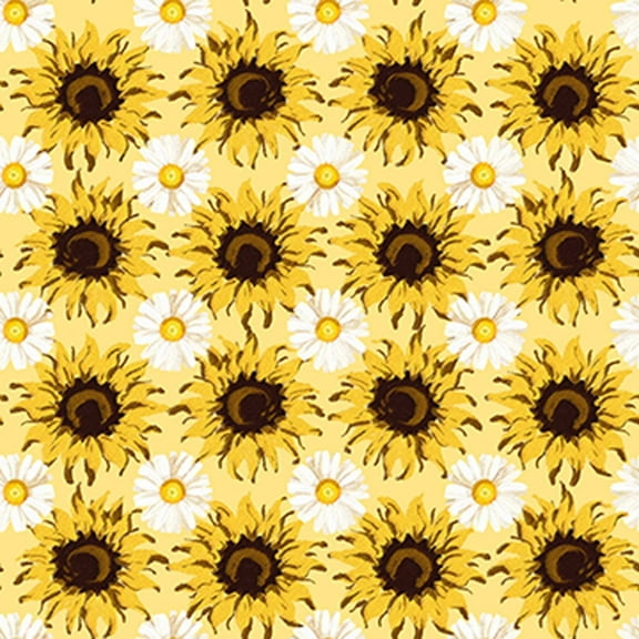 Springs Creative Kate Ward Thacker Sunflower Sunshine Yellow Cotton Fabric By the Yard