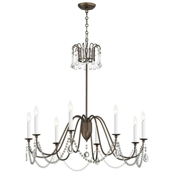 12168CHB/CRY Maxim Lighting Plumette - 8 Light Chandelier In Traditional Style-30 Inches Tall and 36 Inches Wide-Chestnut Bronze Finish
