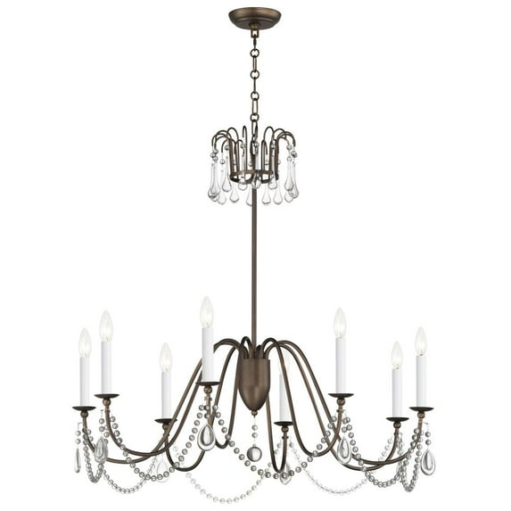 12168CHB/CRY Maxim Lighting Plumette - 8 Light Chandelier In Traditional Style-30 Inches Tall and 36 Inches Wide-Chestnut Bronze Finish